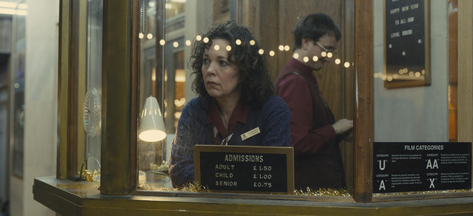 This image released by 20th Century Studios shows Olivia Colman in a scene from "Empire of Light." (Searchlight Pictures via AP)