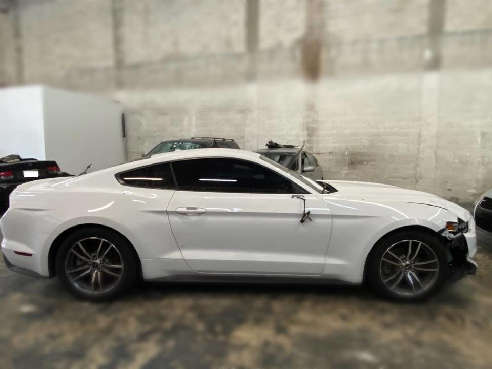 This Ford Mustang, recovered with the assitance of Broward Sheriff’s Office Child Protective Investigator Donald McCalla, was responsible for the hit-and-run that nearly killed a woman in Fort Lauderdale on July 3, police say