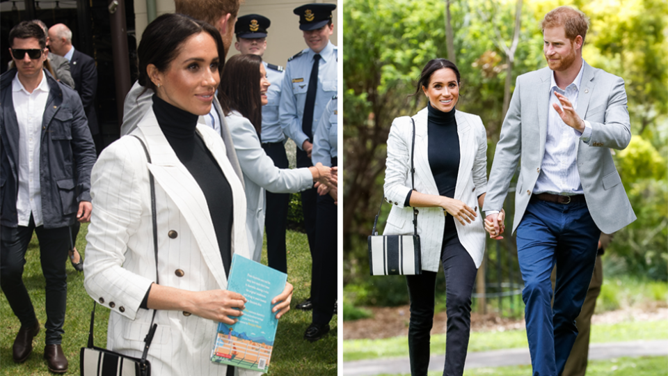 <p>On day five of the royal tour, Meghan Markle opted for a smart casual chic look when she attended a lunchtime reception in Sydney with Prince Harry. <br>Photo: Getty </p>