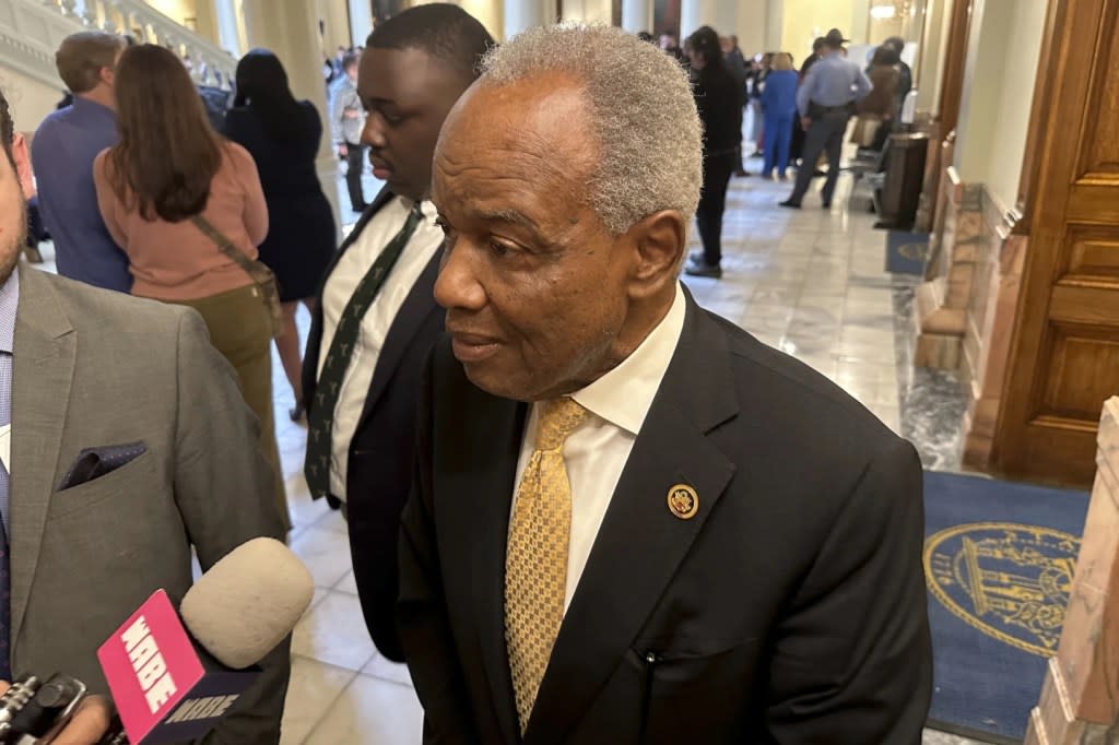 Democratic U.S. Rep. David Scott speaks to reporters, March 4, 2024, at the Georgia Capitol in Atlanta, after qualifying to run for reelection to Congress in suburban Atlanta’s 13th Congressional District. (AP Photo/Jeff Amy, File)