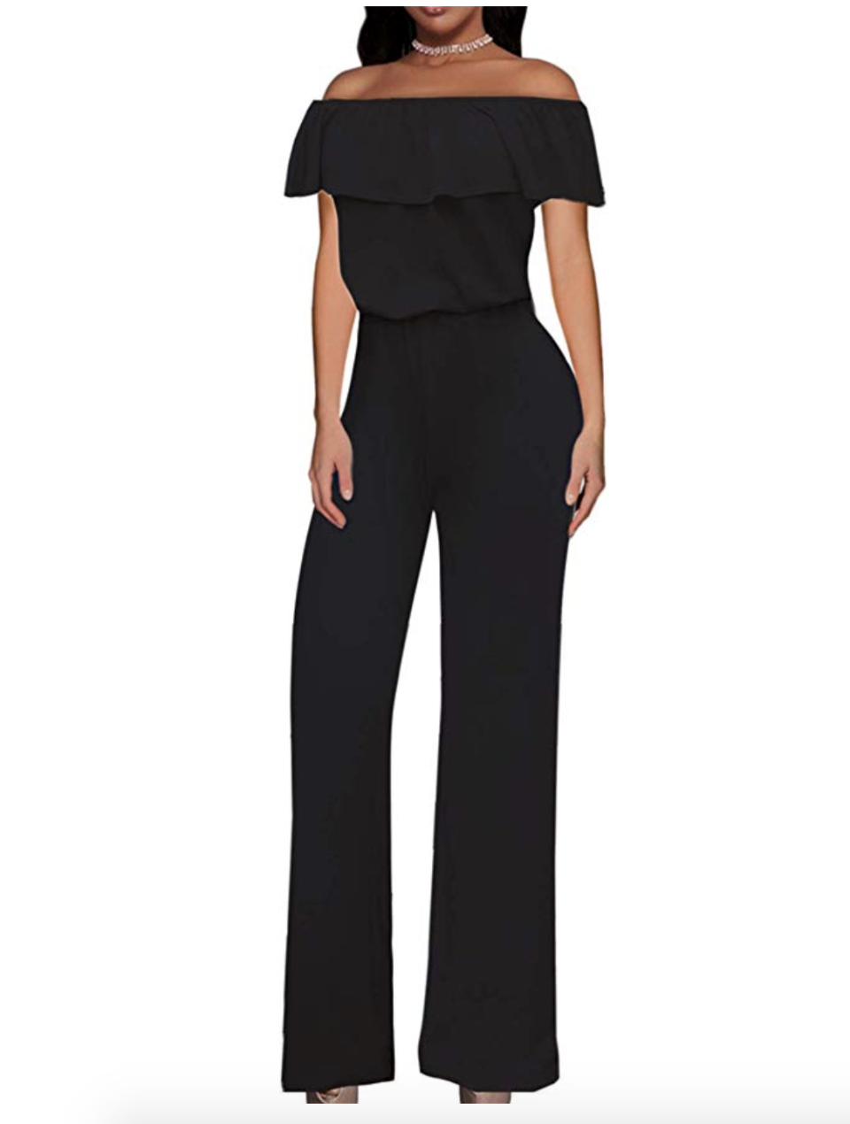 HyBrid & Company Women Off Shoulder High Waist Wide Leg Pants Jumpsuit