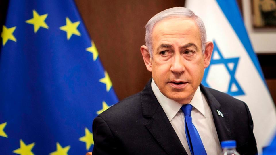 PHOTO: Benjamin Netanyahu, Prime Minister of the State of Israel, speaks in Jerusalem, on April 17, 2024 (Kira Hofmann/picture allianc/photothek.de via Newscom)
