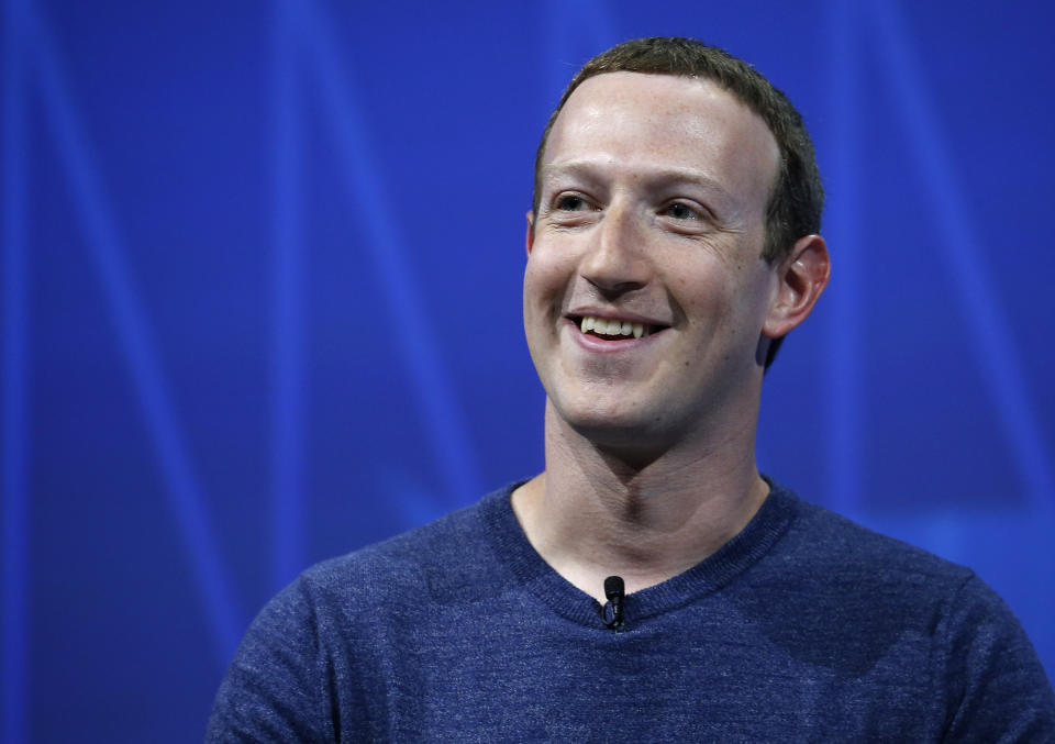 PARIS, FRANCE - MAY 24:  Facebook's founder and CEO Mark Zuckerberg speaks to participants during the Viva Technologie show at Parc des Expositions Porte de Versailles on May 24, 2018 in Paris, France.  Viva Technology, the new international event brings together 5,000 startups with top investors, companies to grow businesses and all players in the digital transformation who shape the future of the internet.  (Photo by Chesnot/Getty Images)