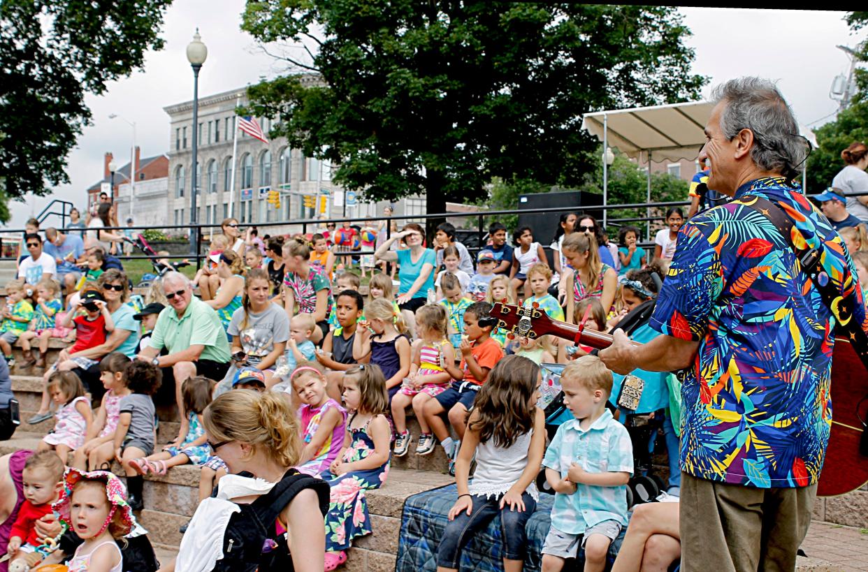Wayne From Maine plays for a crowd at a Children's Series show at the Cochecho Arts Festival in 2019. The lineup for the 2022 festival was announced Tuesday, June 7.