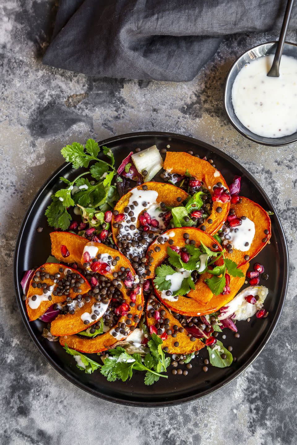 1) Roasted Pumpkin and Pomegranate Salad