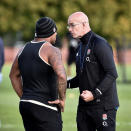 England defence coach John Mitchell, pictured with prop Kyle Sinckler, believe England are closing the gap on the All Blacks (Ben Birchall/PA Images).