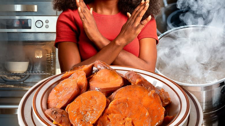 Woman with sweet potatoes