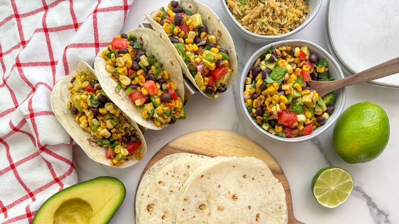 corn tacos with tortillas