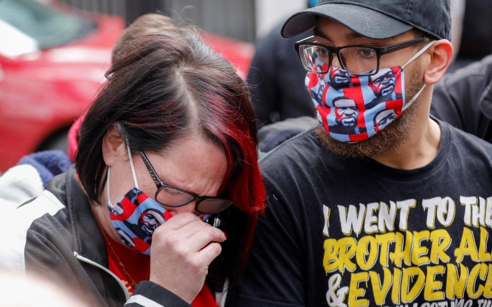 Courtney Ross, George Floyd's girlfriend weeps as the verdict is read out - NICHOLAS PFOSI / REUTERS