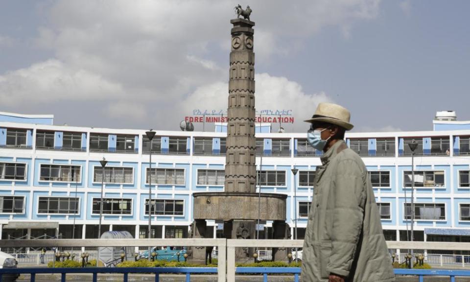 A pedestrian in Addis Ababa, Ethiopia, on 26 May.