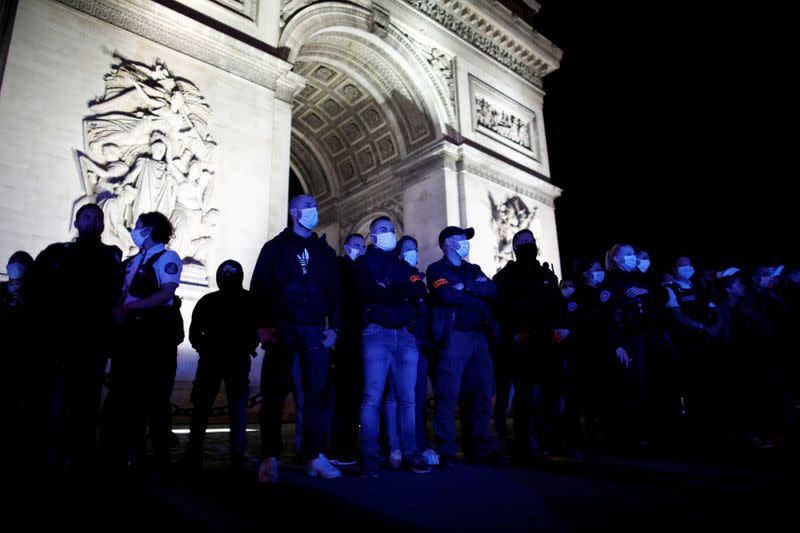 Police officers demonstrate against French Interior Minister Christophe Castaner's reforms, in Paris