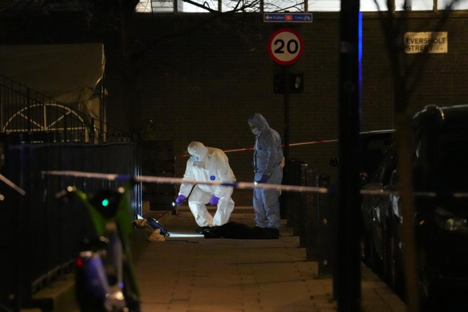 Cordons remain in place as police examine the scene (Getty Images)