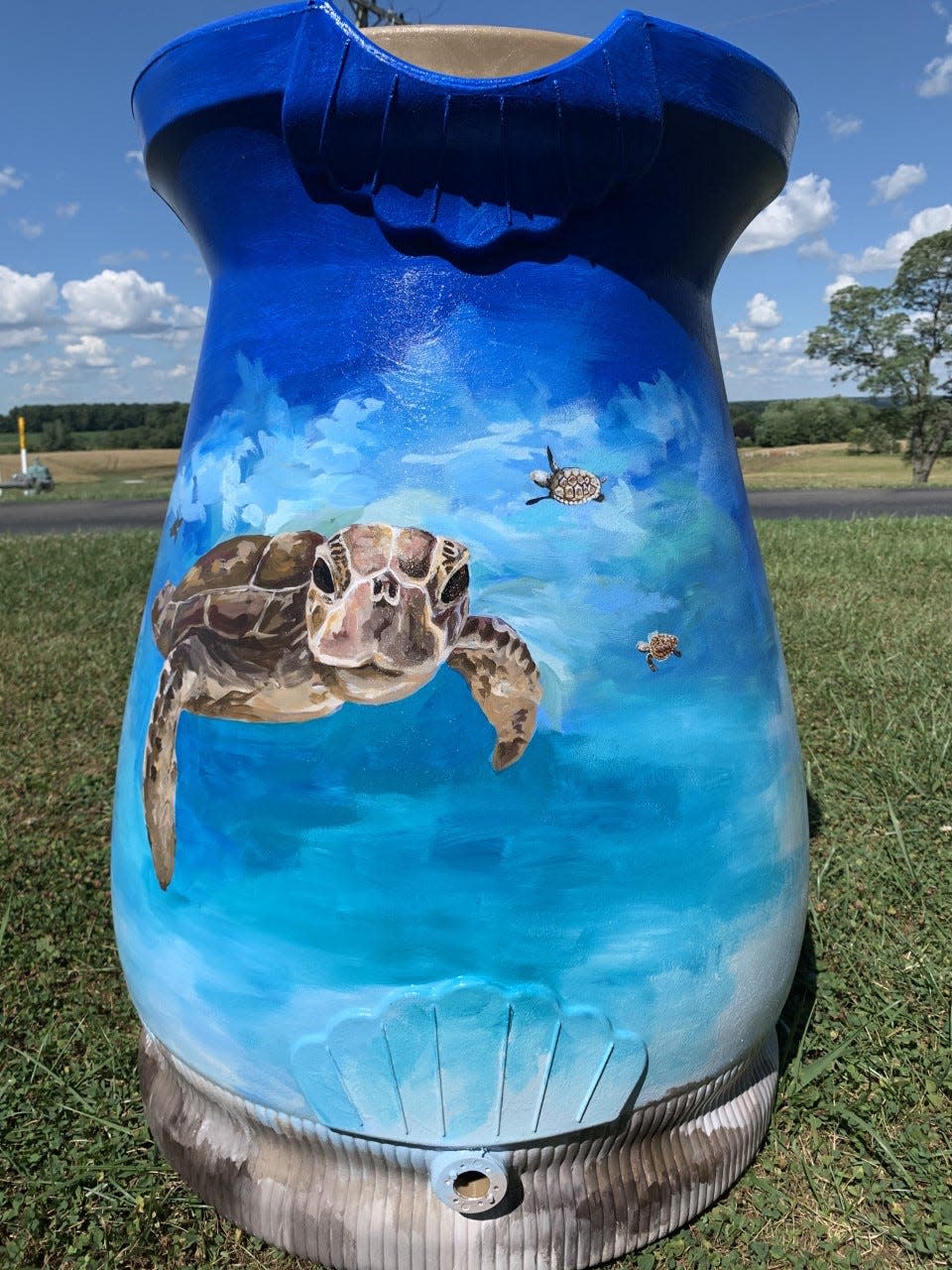 A painted rain barrel is shown in this file photo.