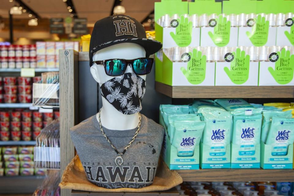 <div class="inline-image__caption"><p>A mannequin wears a protective mask at a market in Wailea, Hawaii, U.S., on Sunday, April 26, 2020.</p></div> <div class="inline-image__credit">Mia Shimabuku/Bloomberg via Getty Images</div>