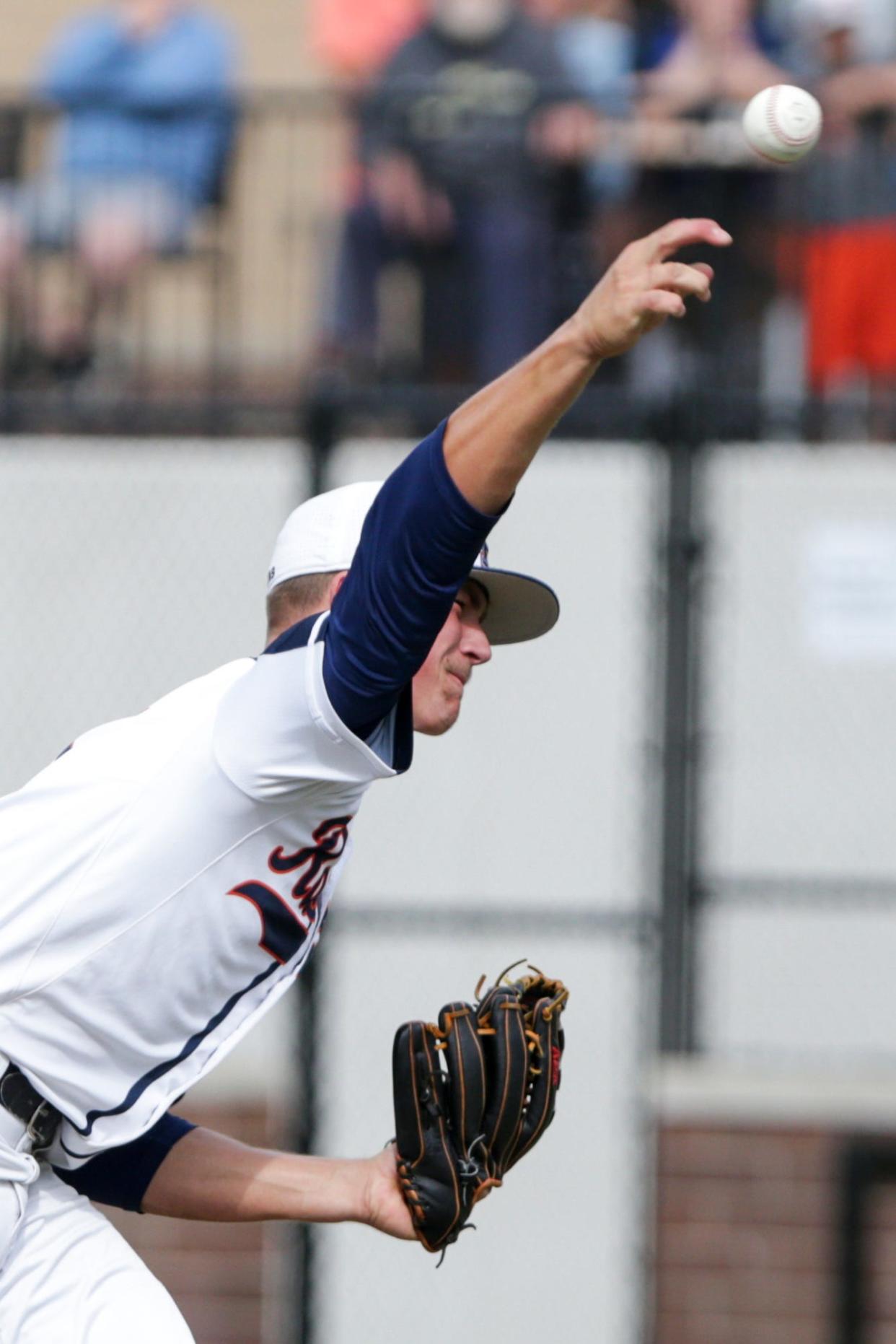 Harrison's Aiden Schwartz (13) pitches during the second inning of an IHSAA baseball sectional championship, Monday, May 31, 2021 in Lafayette.