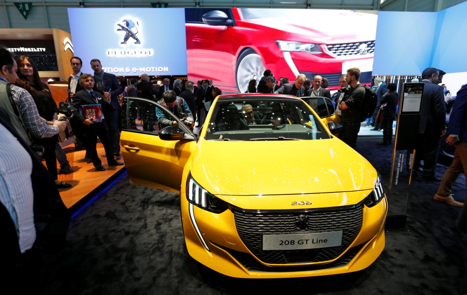 The new Peugeot 208 GT is displayed at the 89th Geneva International Motor Show in Geneva, Switzerland March 5, 2019. REUTERS/Denis Balibouse