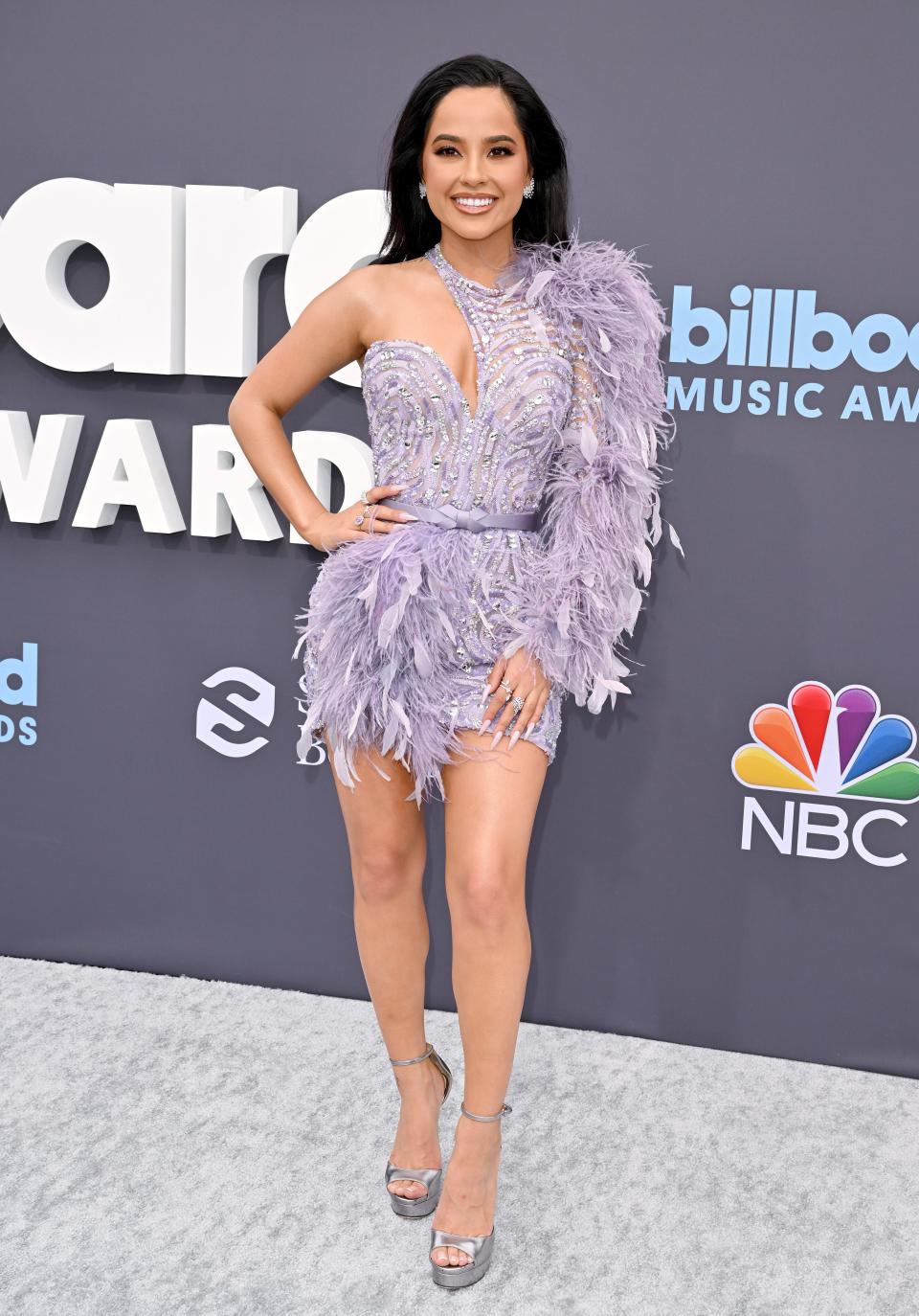 Becky G posing on the carpet at the 2022 Billboard Music Awards.