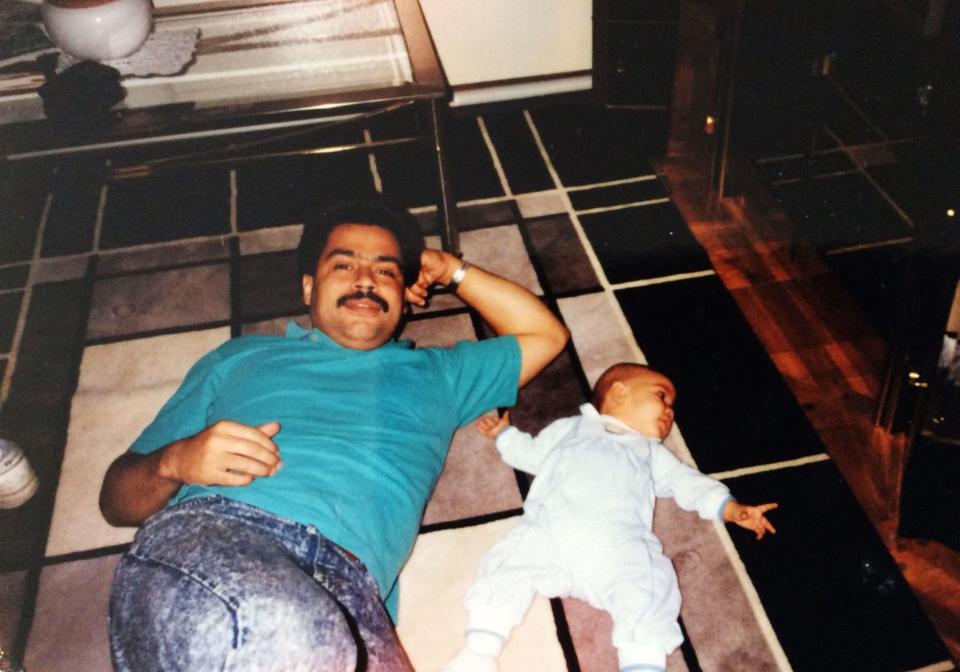 Alexandria Ocasio-Cortez as a baby with her late father, Sergio Ocasio.