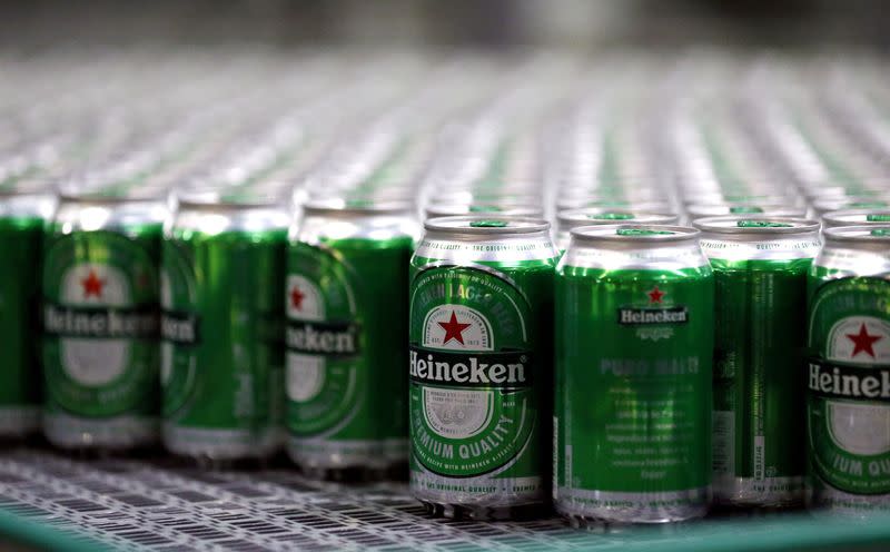 FILE PHOTO: Heineken beers are seen on a production line at the Heineken brewery in Jacarei, Brazil