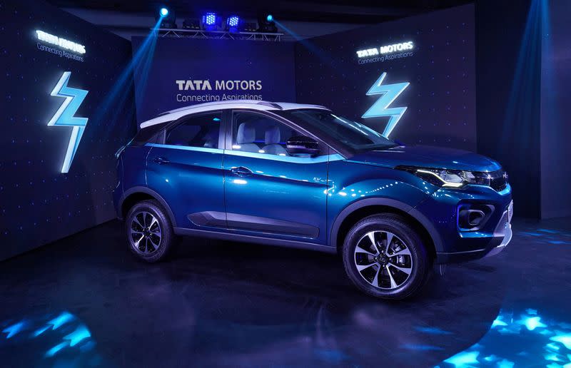 FILE PHOTO: Tata Motors' electric sport utility vehicle (SUV) Nexon EV on show during its launch in Mumbai