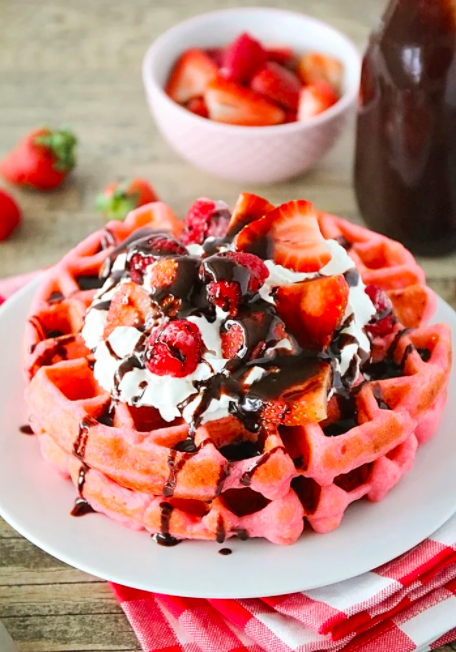 Pink Velvet Waffles