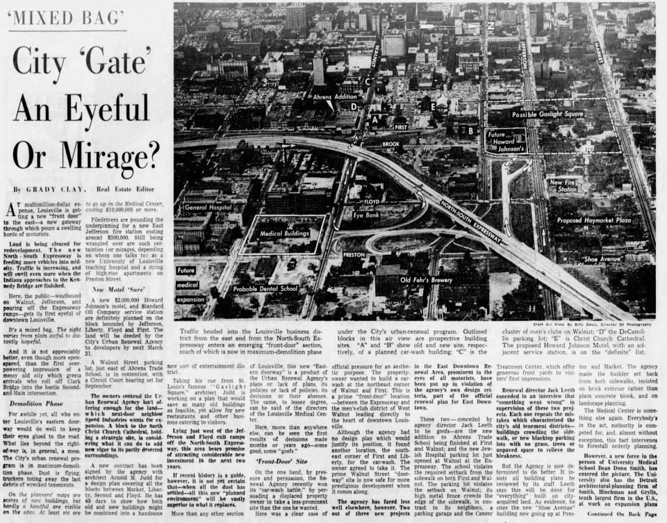 A Courier Journal newspaper story from Aug. 9, 1964, discusses urban renewal efforts.