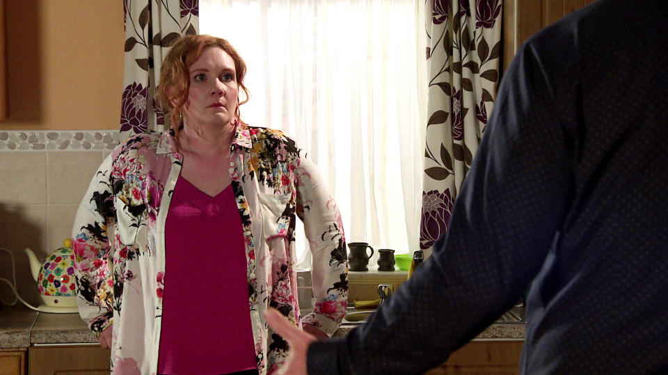 FROM ITV

STRICT EMBARGO - No Use Before  Tuesday 17th May 2022

Coronation Street - Ep 10647

Monday 23rd May 2022

Does this spell the end for Fiz Stape [JENNIE McALPINE] and Phill [JAMIE KENNA]? 

Picture contact - David.crook@itv.com

This photograph is (C) ITV Plc and can only be reproduced for editorial purposes directly in connection with the programme or event mentioned above, or ITV plc. Once made available by ITV plc Picture Desk, this photograph can be reproduced once only up until the transmission [TX] date and no reproduction fee will be charged. Any subsequent usage may incur a fee. This photograph must not be manipulated [excluding basic cropping] in a manner which alters the visual appearance of the person photographed deemed detrimental or inappropriate by ITV plc Picture Desk. This photograph must not be syndicated to any other company, publication or website, or permanently archived, without the express written permission of ITV Picture Desk. Full Terms and conditions are available on  www.itv.com/presscentre/itvpictures/terms
