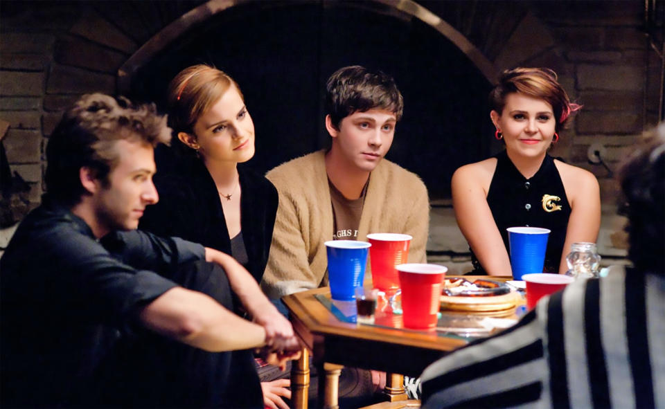 Reece Thomson, Emma Watson, Logan Lerman, and Mae Whitman in The Perks of Being a Wallflower