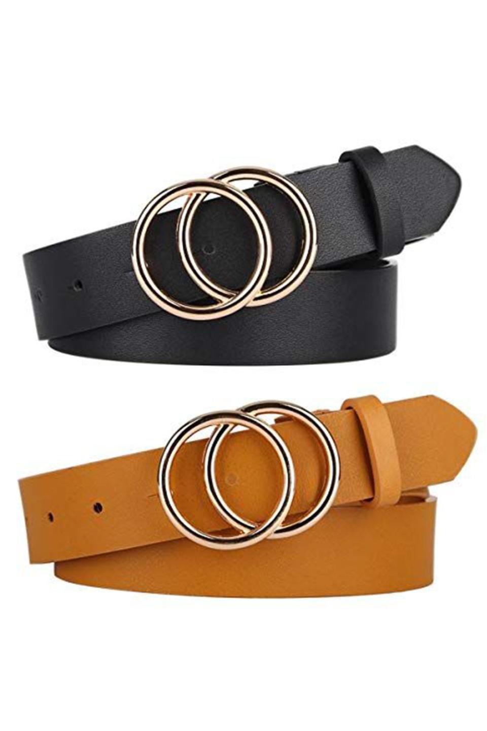 26) Faux Leather Belts with Double O-Ring Buckle