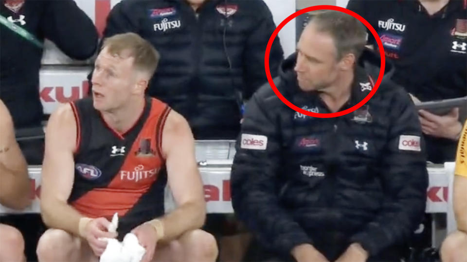 Essendon coach Ben Rutten is facing criticism that his team has 'checked out' as their season limps to an end. Picture: Fox Sports