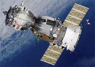 The Soyuz spacecraft, separated from the Soyuz rocket.