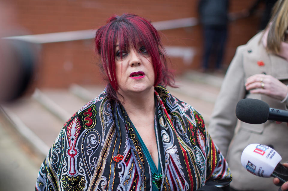 Christine Burke, daughter to Hillsborough victim Henry Thomas Burke, gives a statement to the press outside Preston Crown Court after the jury in the trial of Hillsborough match commander David Duckenfield was unable to reach a verdict. (Photo by Aaron Chown/PA Images via Getty Images)