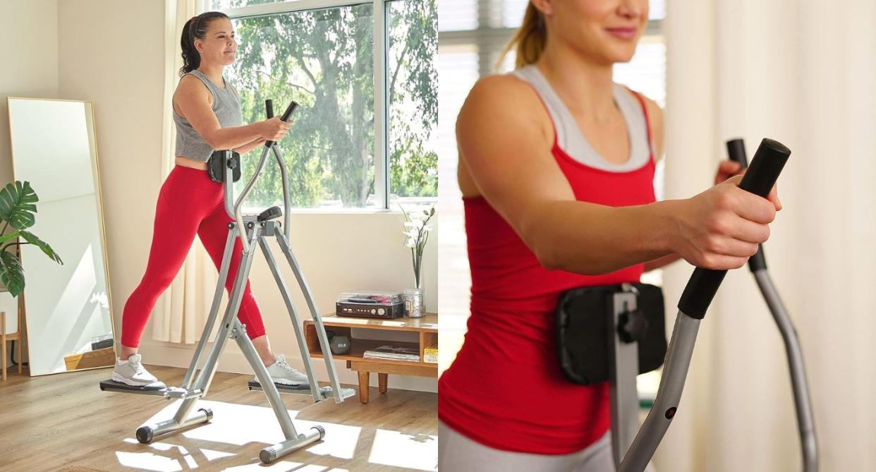 Amazon shoppers love this foldable elliptical glider for low-impact cardio workouts. (Photos via Amazon)