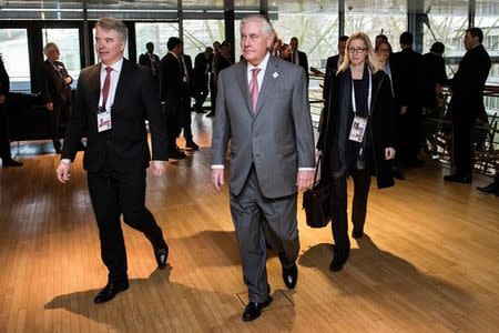 US Secretary of State Rex Tillerson walks to a meeting on Syria at the World Conference Center in Bonn, western Germany, February 17, 2017. REUTERS/Brendan Smialowski/Pool