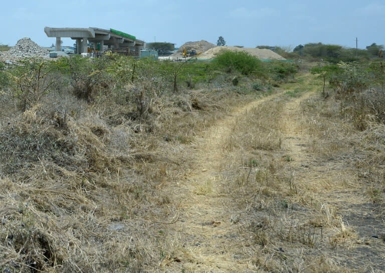 The foundation of the Standard Gauge Railway can be seen under construction within the Nairobi National Park's boundary