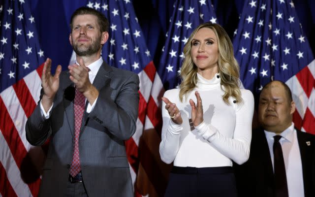Eric Trump and his wife, Lara Trump. Photo by Chip Somodevilla/Getty Images.