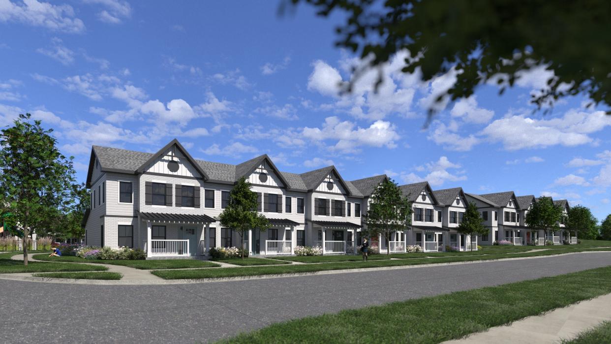 A rendering from Simonson + Associates Architects depict Townhomes at Creekside, a major site development the city will construct at 3216 Tripp Street in the Baker subdivision.