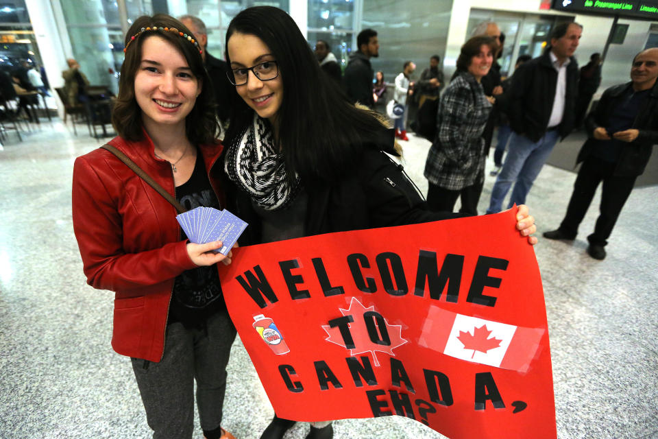 Christine Ross and Joja Smiljanic-Jazic drove in from Guelph to lend support to the Refugees and drop off 40 five dollar Tim Horton's gift cards.&nbsp;