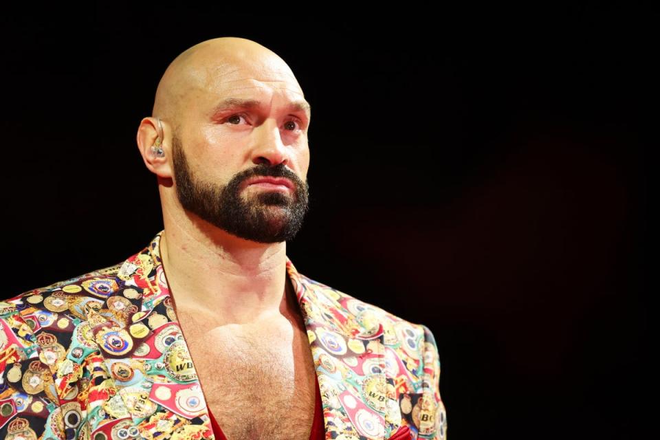 Tyson Fury is interviewed on DAZN at the Kingdom Arena (Getty Images)