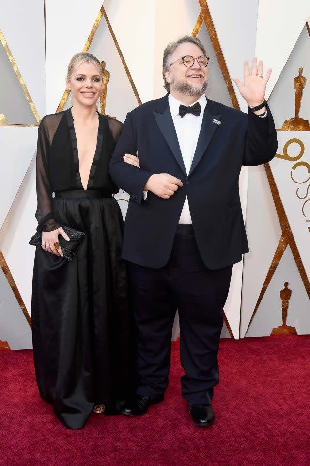 Kim Morgan and Guillermo del Toro at the 90th Annual Academy Awards 