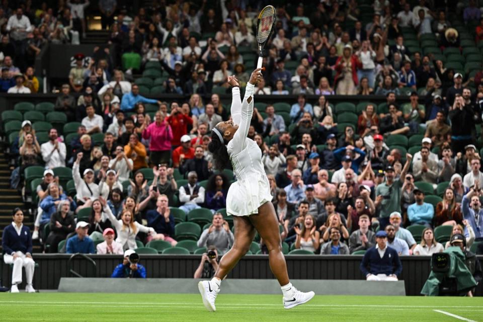 There wild celebrations as Williams broke to then serve for the match (AFP via Getty Images)