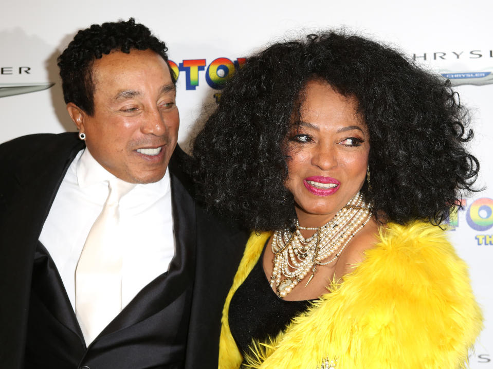 Smokey Robinson & Diana Ross attending the Broadway Opening Night Performance of 'Motown The Musical' at the Lunt Fontanne Theatre in New York City on 4/14/2013. (Walter McBride / Corbis via Getty Images)