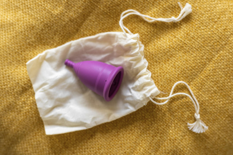 a menstrual cup on top of a chair