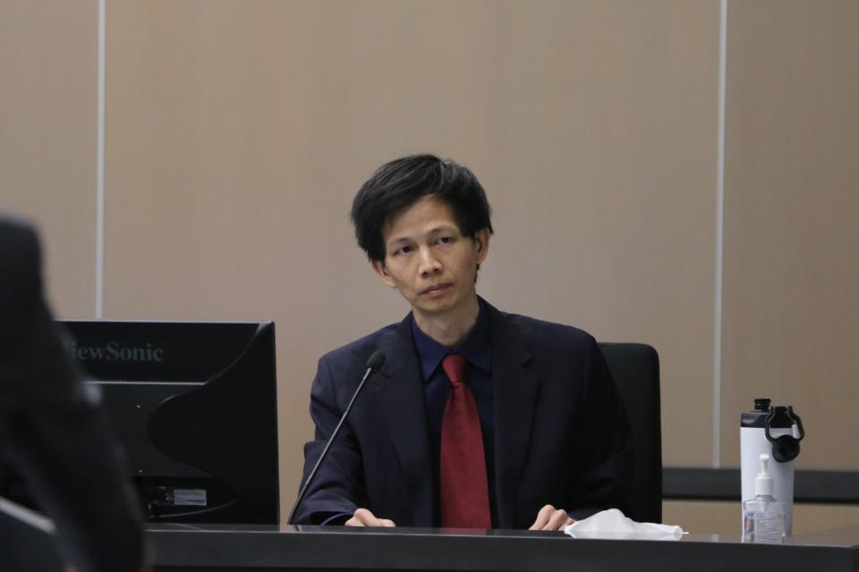 Political scientist Jowei Chen testifies during the second day of a trial in which New Mexico Democrats were accused of illegal gerrymandering, Sept. 28, 2023 in Lea County District Court.