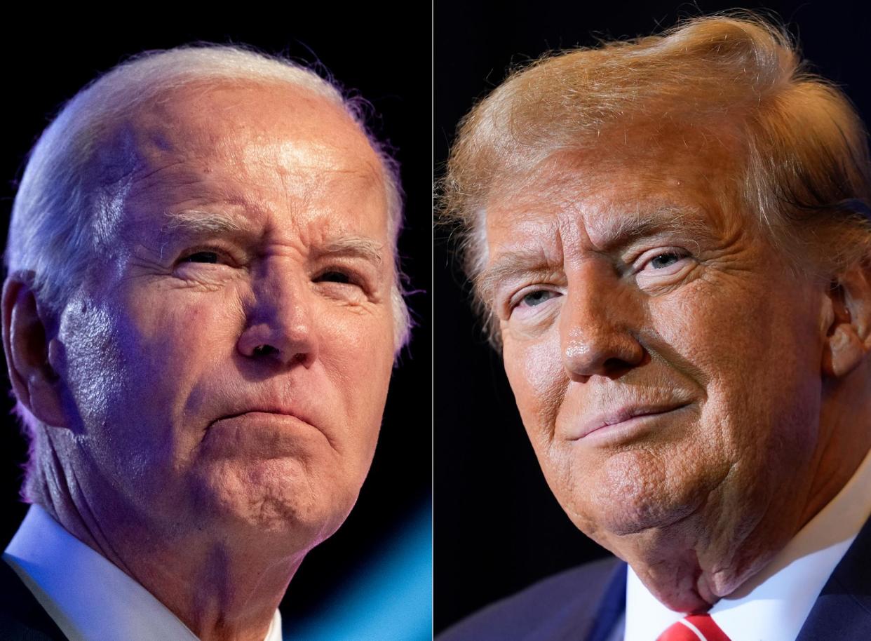 <span>President Joe Biden, left, and the Republican presidential candidate Donald Trump.</span><span>Photograph: AP</span>