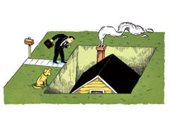 Illustration of a sinking house