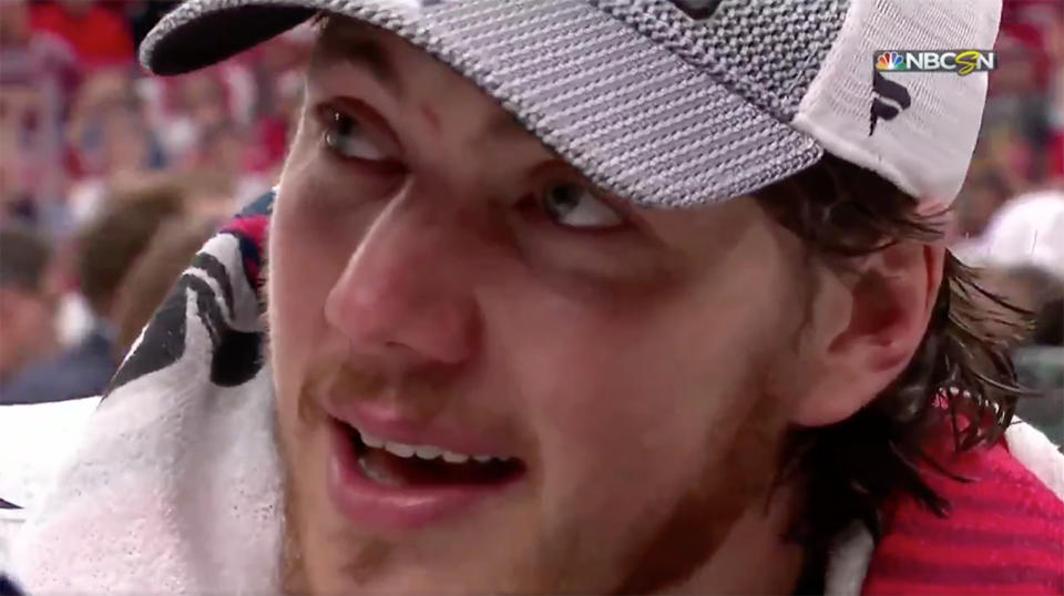 Captials’ T.J. Oshie gets emotional talking about his father with Alzheimer’s disease following Washington’s Stanley Cup title victory. (NBC Sports)