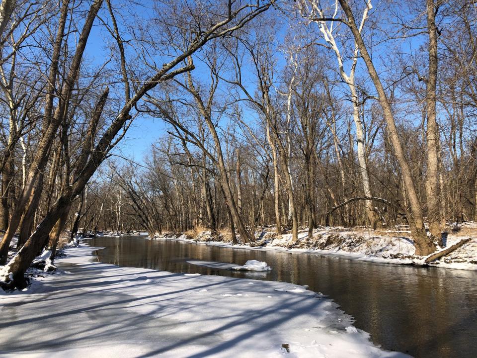 The snowy Mississinewa River in East Central Indiana.