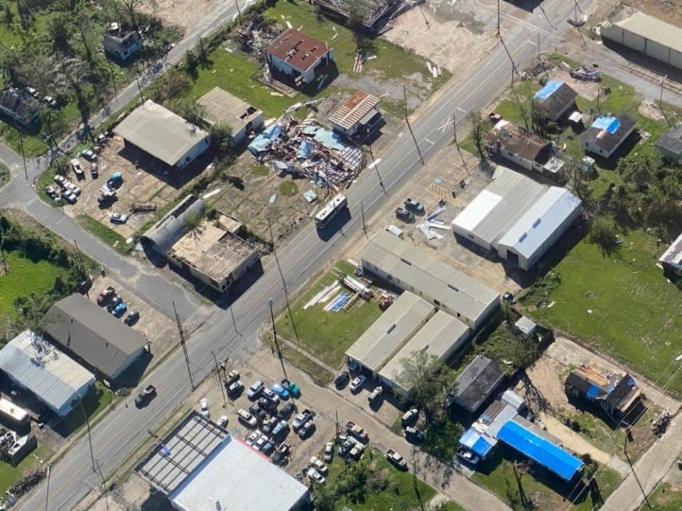 Damage seen near Lake Charles, Louisiana, on Saturday.