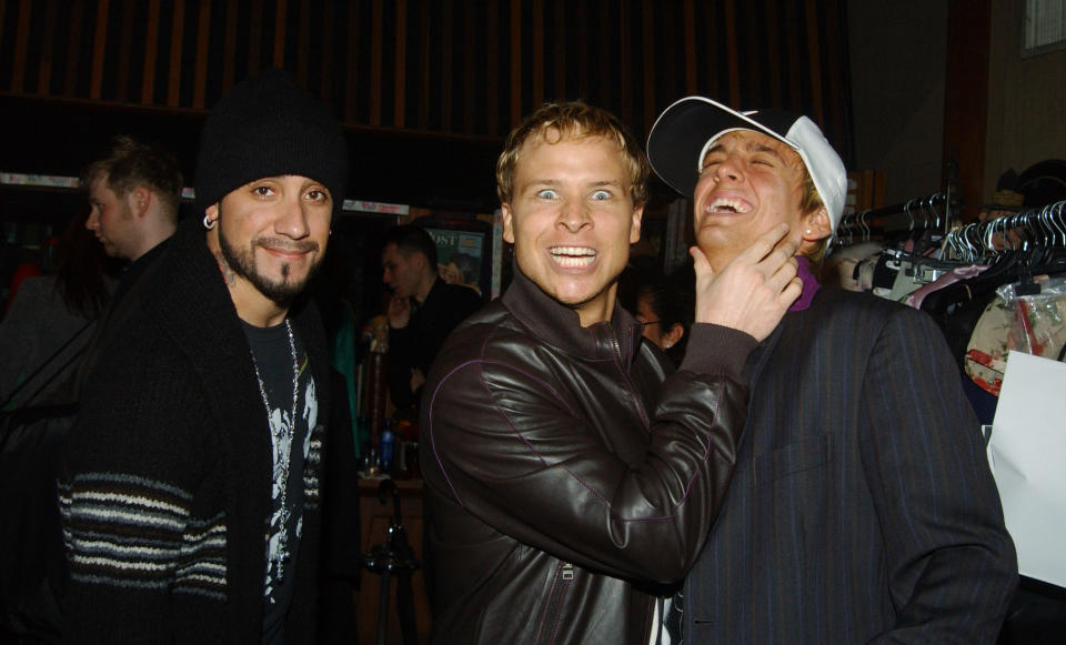 A.J. McClean and Brian Littrell of the Backstreet Boys and Aaron Carter / Credit: Amy Graves/WireImage